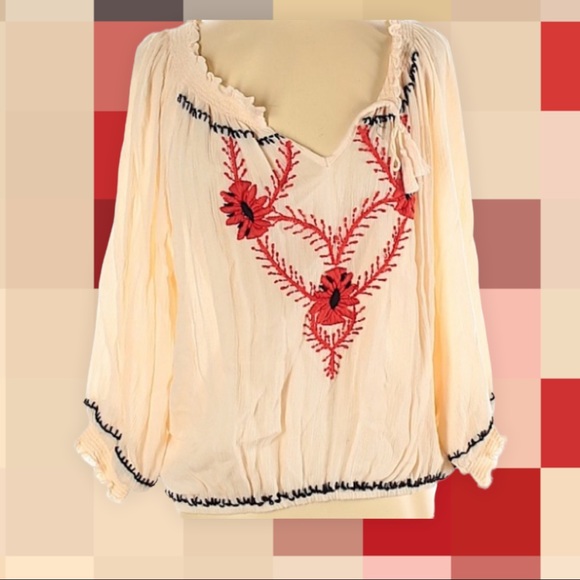 COPY - Piper hippie boho embroidered 3/4 sleeves blouse - Picture 4 of 4